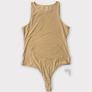 MANGOPOP Tank Top Body Suit Women Sexy Crew Neck Size M Sleeveless Mocha
